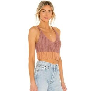 Intimately Free People Large Here All Day Cotton Sweater Crop Tank Top Orange